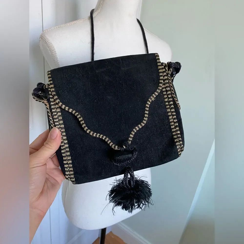 1980s Black and Gold Handbag